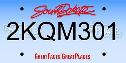 2KQM301 South Dakota License Plate