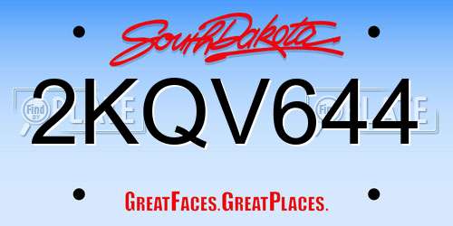 2KQV644 South Dakota License Plate