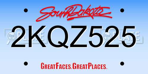 2KQZ525 South Dakota License Plate