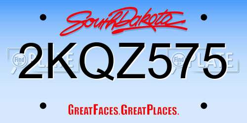 2KQZ575 South Dakota License Plate