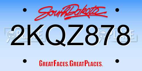2KQZ878 South Dakota License Plate