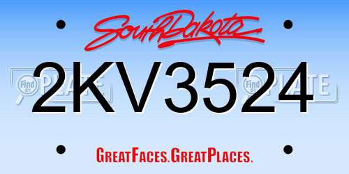 2KV3524 South Dakota License Plate