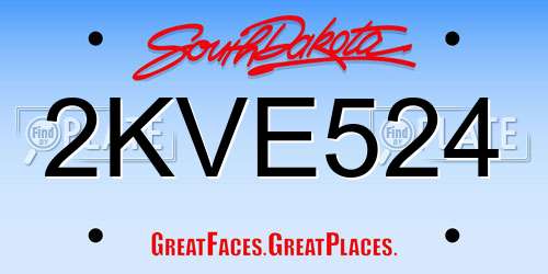 2KVE524 South Dakota License Plate