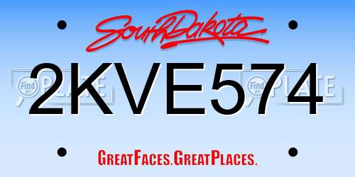 2KVE574 South Dakota License Plate