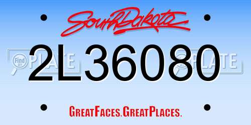 2L36080 South Dakota License Plate
