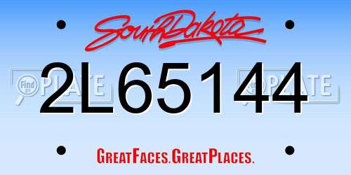 2L65144 South Dakota License Plate