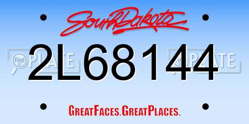 2L68144 South Dakota License Plate