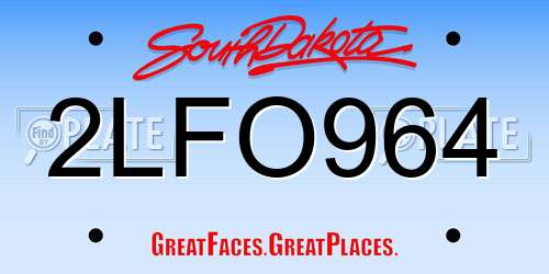 2LFO964 South Dakota License Plate