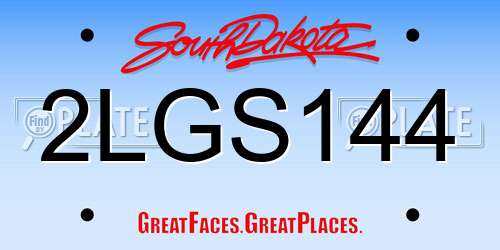 2LGS144 South Dakota License Plate