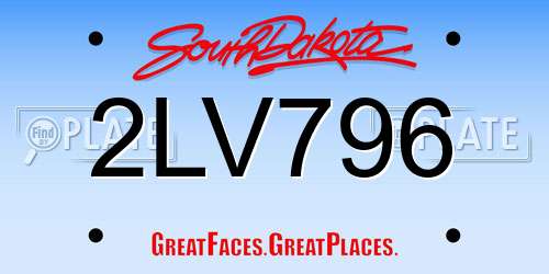 2LV796 South Dakota License Plate