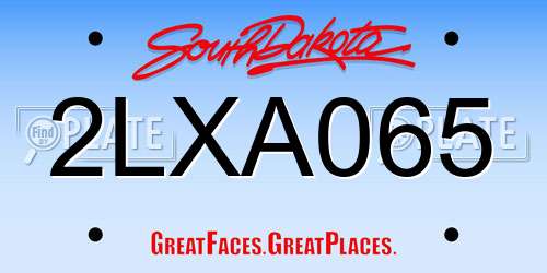 2LXA065 South Dakota License Plate