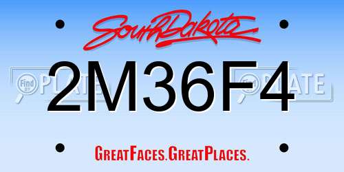 2M36F4 South Dakota License Plate