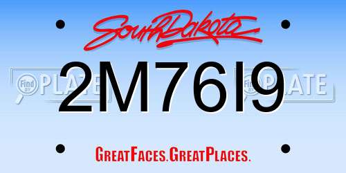 2M76I9 South Dakota License Plate