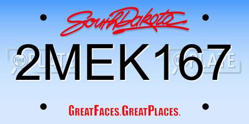 2MEK167 South Dakota License Plate