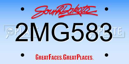 2MG583 South Dakota License Plate
