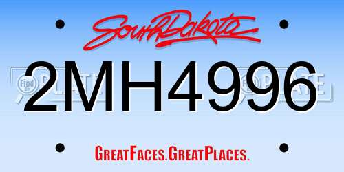 2MH4996 South Dakota License Plate