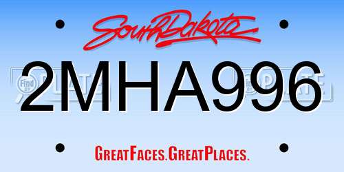2MHA996 South Dakota License Plate