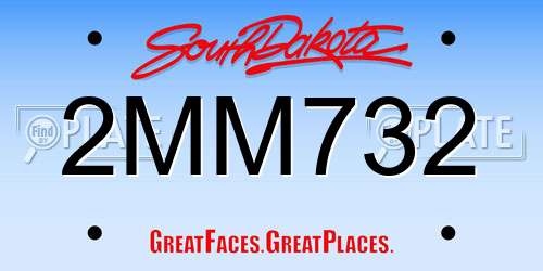 2MM732 South Dakota License Plate