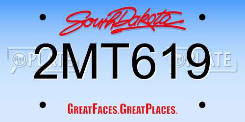2MT619 South Dakota License Plate