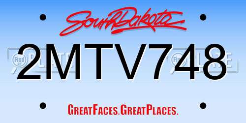 2MTV748 South Dakota License Plate