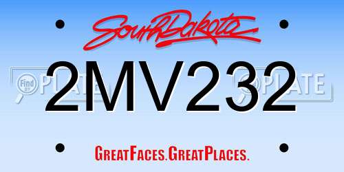 2MV232 South Dakota License Plate