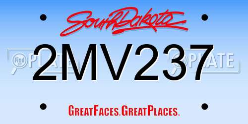 2MV237 South Dakota License Plate