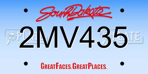 2MV435 South Dakota License Plate