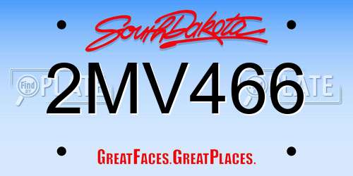 2MV466 South Dakota License Plate