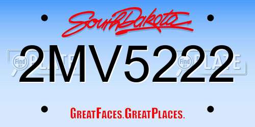 2MV5222 South Dakota License Plate