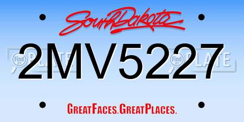2MV5227 South Dakota License Plate