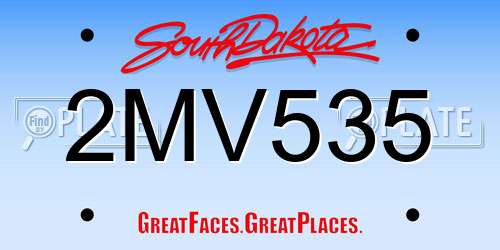 2MV535 South Dakota License Plate