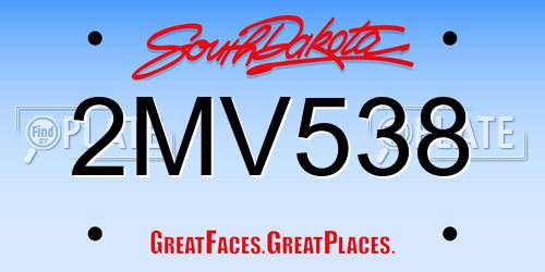 2MV538 South Dakota License Plate