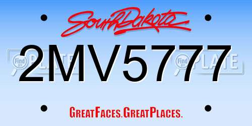 2MV5777 South Dakota License Plate