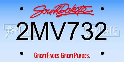 2MV732 South Dakota License Plate