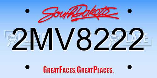 2MV8222 South Dakota License Plate