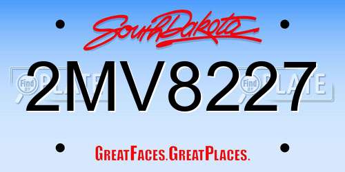 2MV8227 South Dakota License Plate