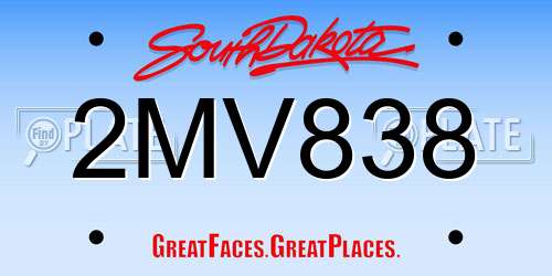 2MV838 South Dakota License Plate