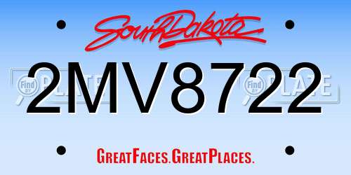 2MV8722 South Dakota License Plate