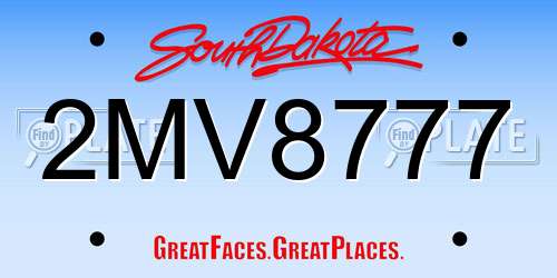 2MV8777 South Dakota License Plate