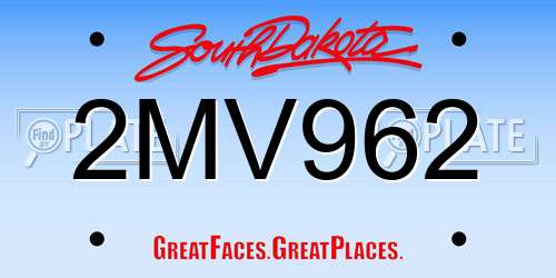 2MV962 South Dakota License Plate