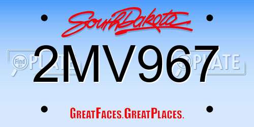 2MV967 South Dakota License Plate