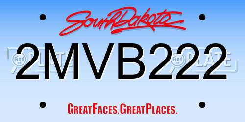 2MVB222 South Dakota License Plate