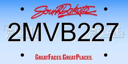 2MVB227 South Dakota License Plate