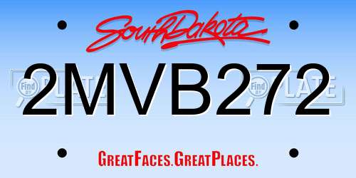 2MVB272 South Dakota License Plate