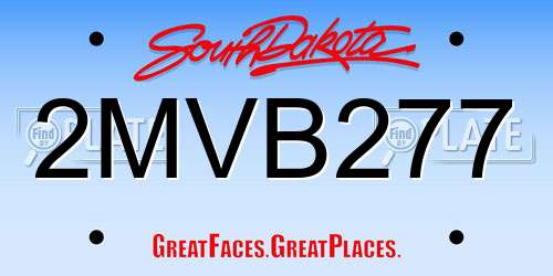 2MVB277 South Dakota License Plate