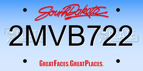 2MVB722 South Dakota License Plate