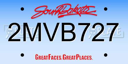 2MVB727 South Dakota License Plate