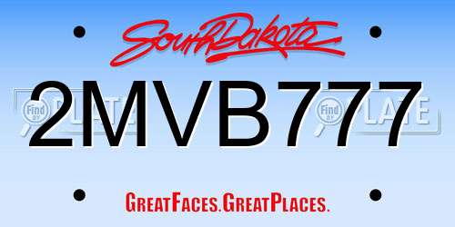 2MVB777 South Dakota License Plate