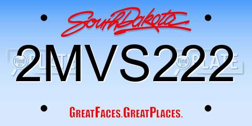 2MVS222 South Dakota License Plate