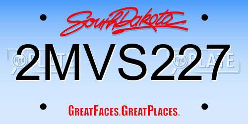 2MVS227 South Dakota License Plate